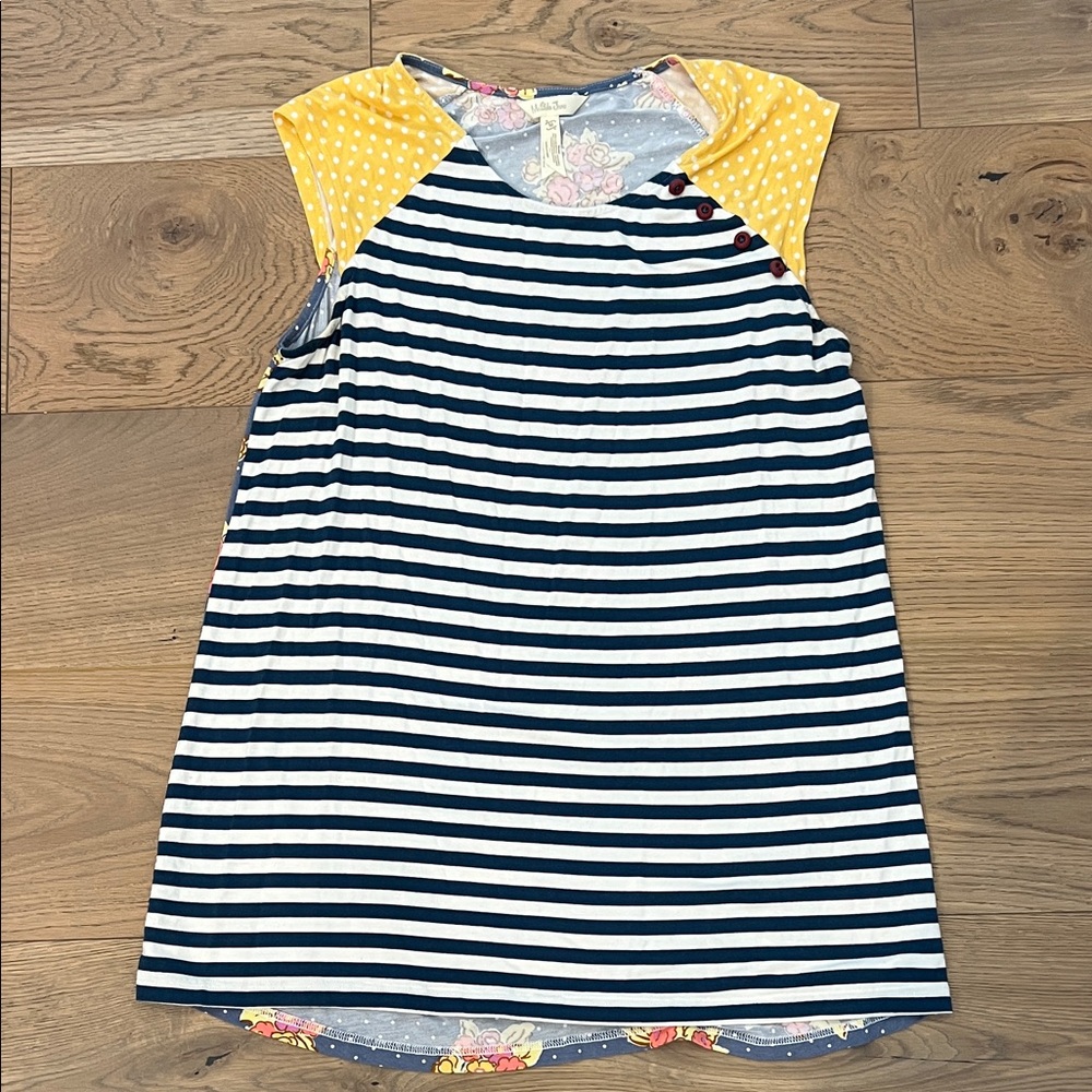 Matilda Jane Navy Striped Top with Floral Accents